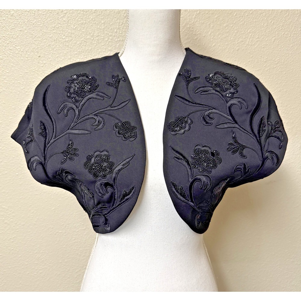 Cache Vtg Y2K Beaded Embroidered Floral Cropped Bolero Jacket Sz 6 Formal Topper